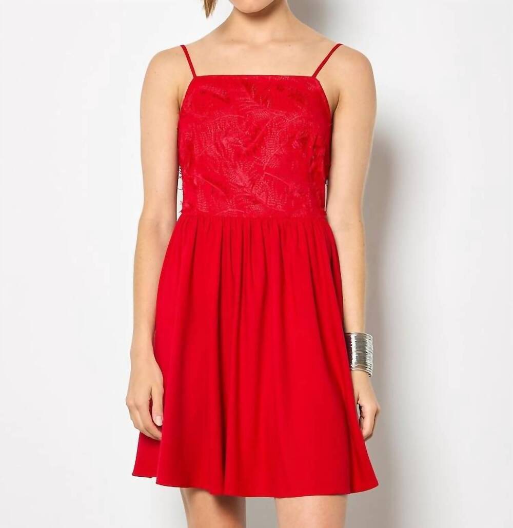 NEW APRICOT feather embroidery mini dress in red